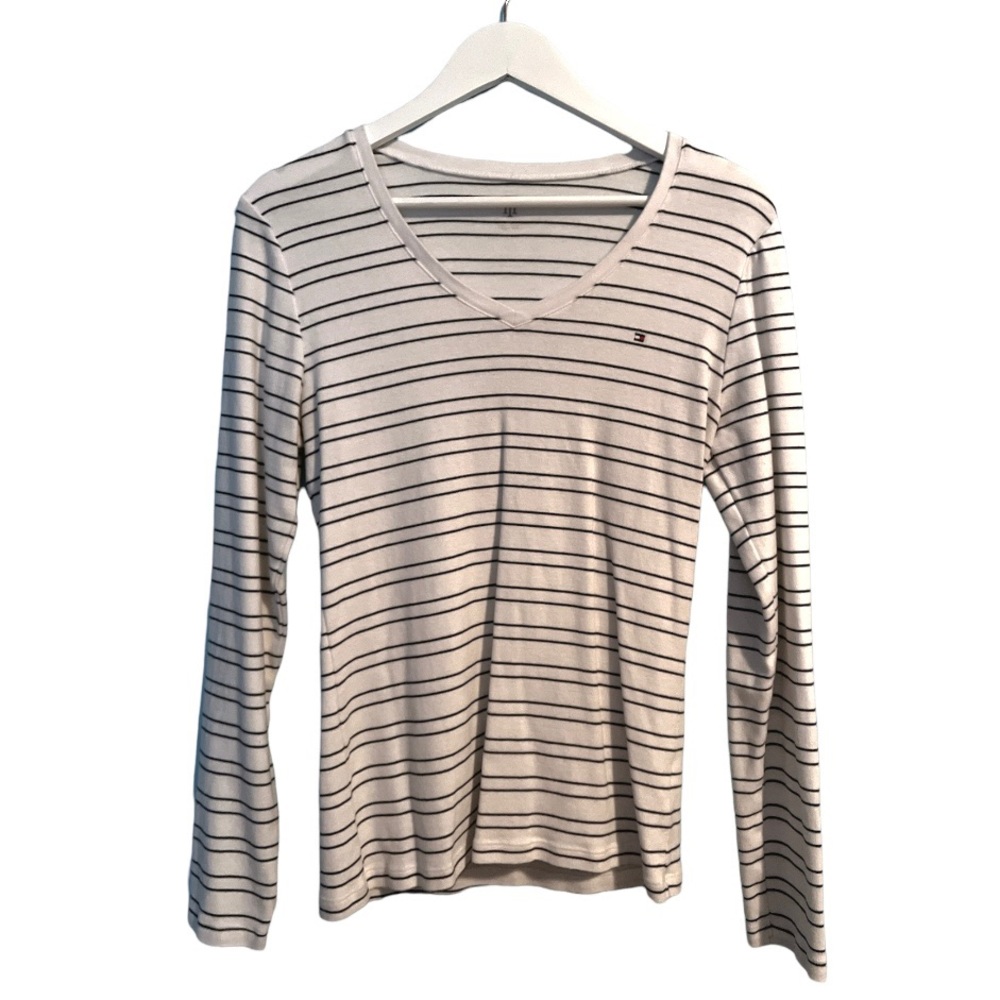 TOMMY HILFIGER STRIPED LONG SLEEVE SHIRT - LARGE